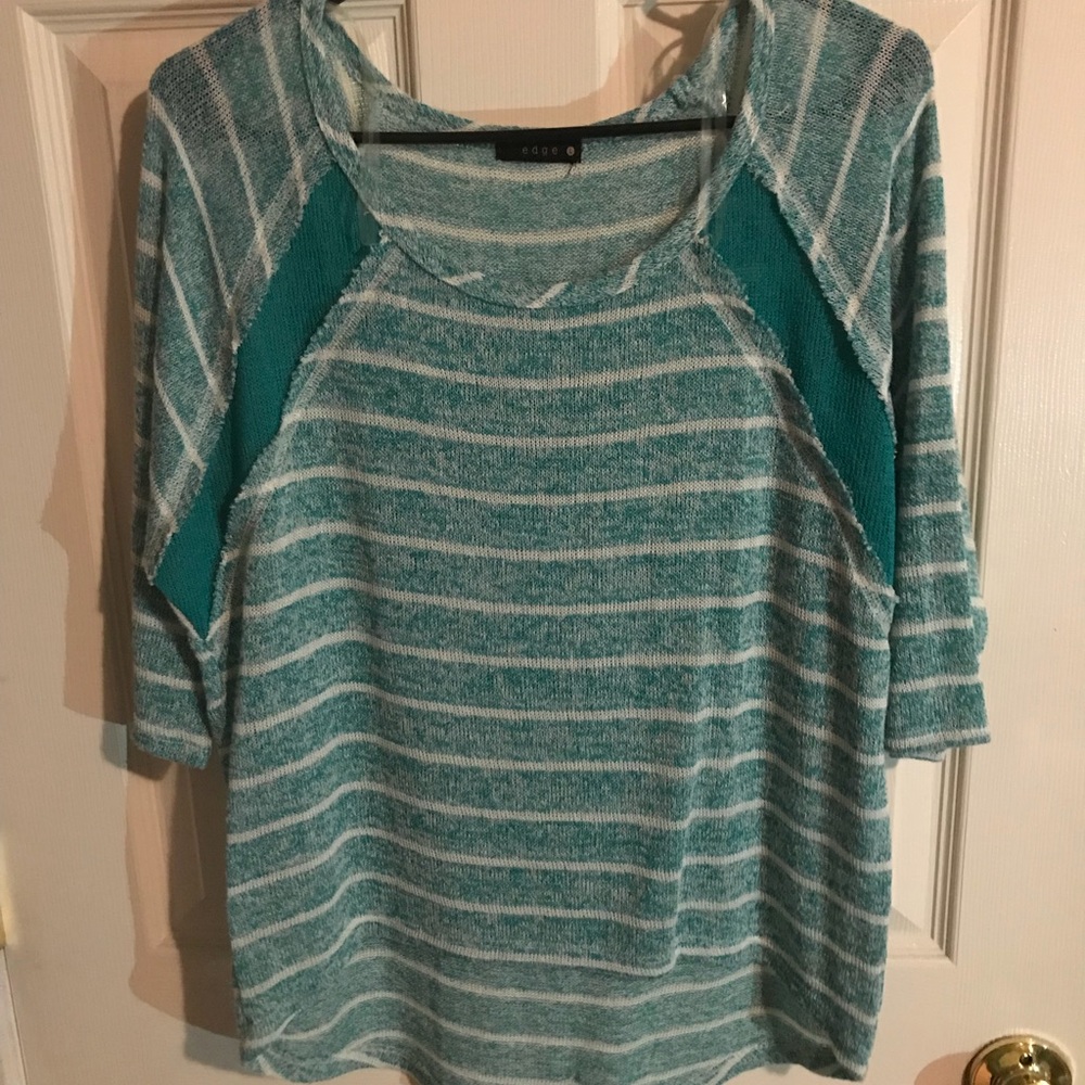 Stripped Three Quarter Sleeve Sweater